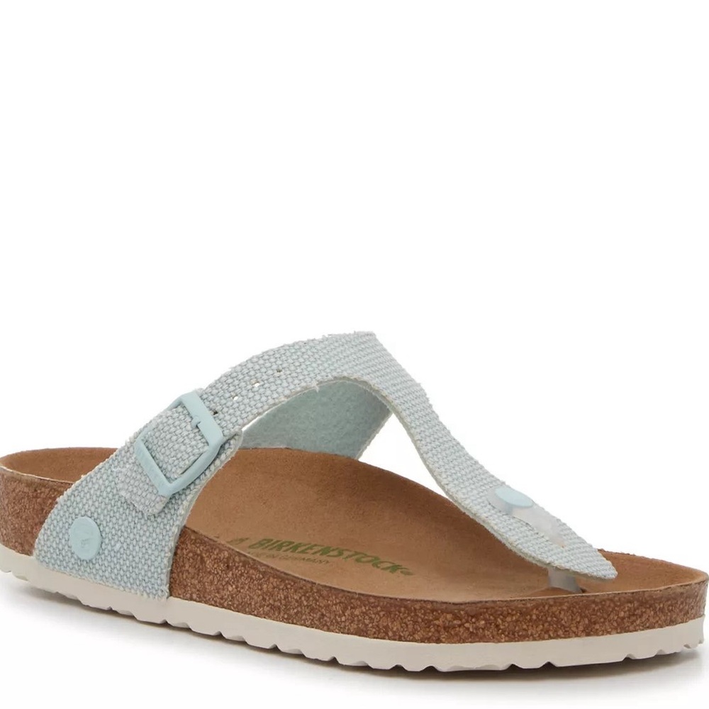 Birkenstock Light Blue Sandals with Contoured Footbed and Adjustable Buckle